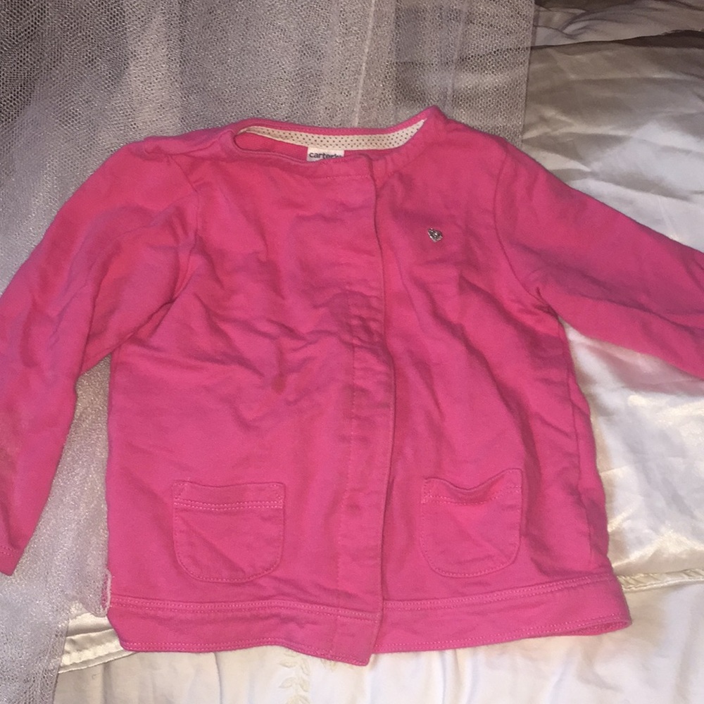 Carter’s pink 24m cardigan with embroidery detail.